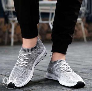 Pair Of Gray Sock Shoes