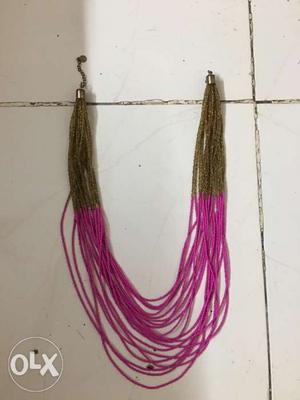 Pink And Brown Rope Necklace