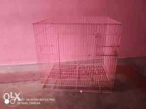 Red Steel Collapsible Pet Cage