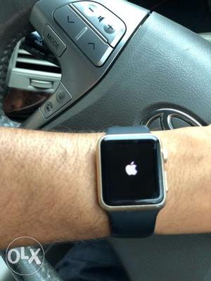 Silver Aluminum Case Apple Watch With Gray Sport Band