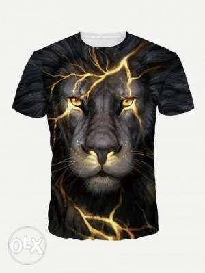 T-Shirt Men Lion Print Tee