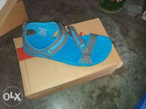 Unpaired Blue And Brown Leather Sandal