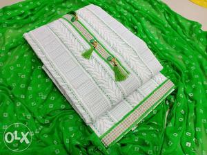 White And Green Sari Dress
