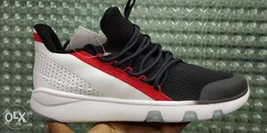 White, Black, And Red Basketball Shoe
