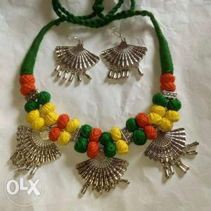 Yellow, Red, And Green Floral Necklace
