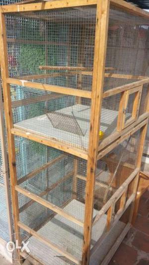 Brown Wooden Framed Screen Cage