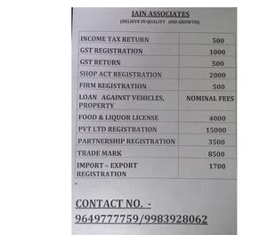 Income tax return gst return and registrations Jaipur