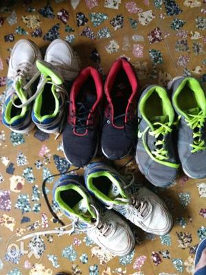 4 shoe pair, 2 cricket pair, 1 Adidas, 1 Nike.