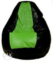 Black And Green artificial Leather Bean Bag Chair