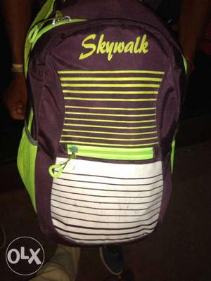 Brown And Green Skywalk Backpack