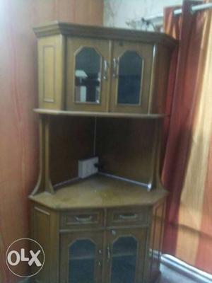 Brown Wooden TV Hutch With Cabinet
