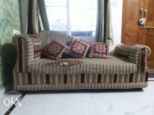 Gray And Red Fabric Sofa