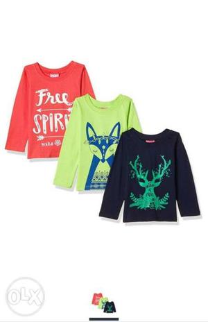 (Pack of 3)New Branded Little Kangaroos Baby Girls' T-Shirt