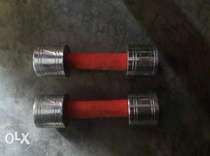 Pair Of Red-and-silver Weight dambl