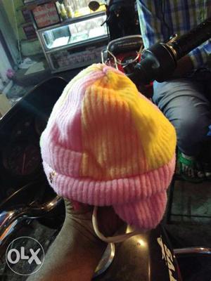 Pink And Yellow Knit Hat