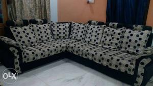 White And Black Polka Dot Sectional Couch