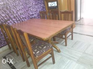 Wooden dining table with six chair