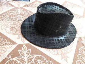 Black And Gray Leather Hat