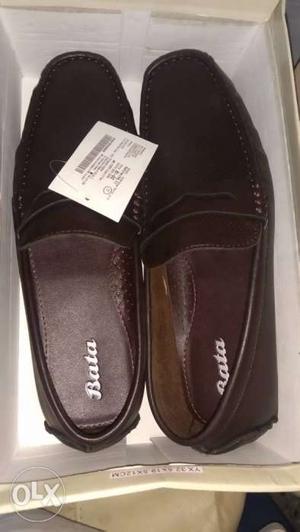 Black Bata Leather Dress Shoes With Box
