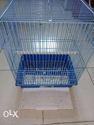 Blue Metal Wire Bird's Cage