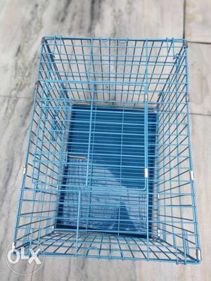 Blue Wired Folding Pet Crate
