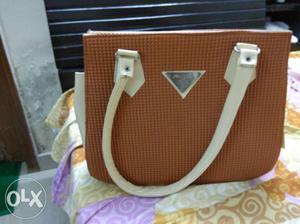 Brown And White Leather handbag