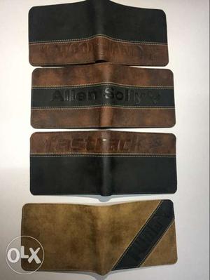 Four Brown-and-black Leather Bifold Wallets