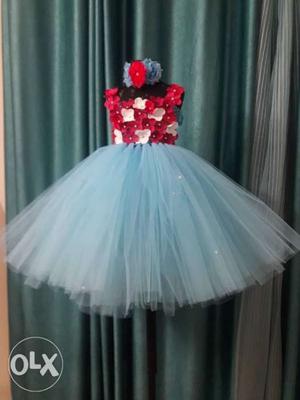 Girl's Red And Blue Tutu Dress