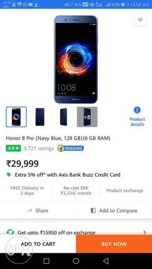 Honor 8 pro 6 gb ram and 128 gb storage only 2 month old