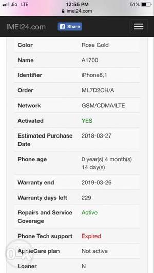 IPhone 6s 32 gb 4 month old super condission