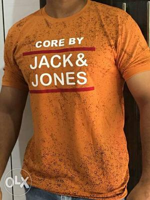 Men's Orange And White Jack & Jones Tee Shirt