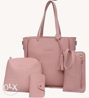 Pink Leather 4-in-1 Bag Set