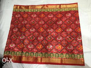 Red And Gold Floral Dupatta Scarf