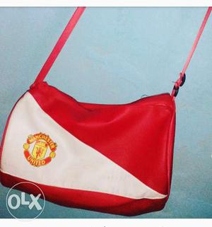 Red And White Leather Crossbody Bag