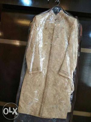 Sherwani size M/38 Beige color comes with full size cover