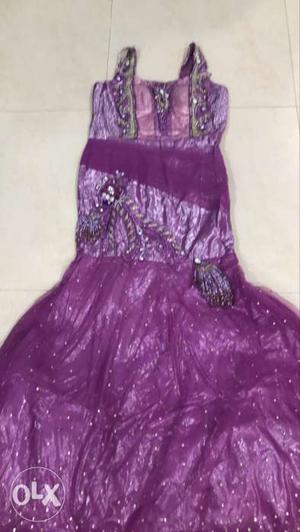 Women's Purple And Silver Sleeveless Dress
