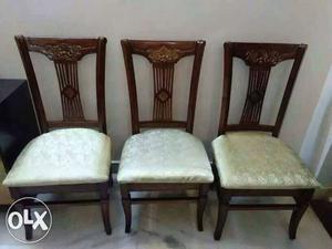 3 teak wood dining chairs