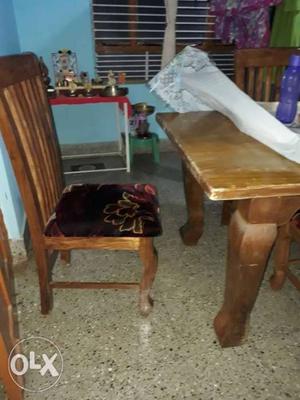 4" X 6" 6chairs, Hercules Wood, Dinning Table