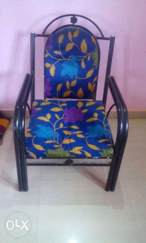 Black And Blue Floral Chair