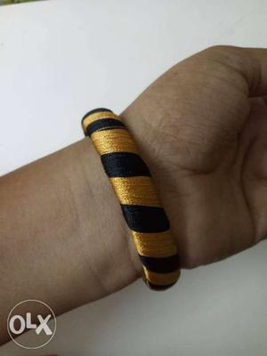 Brown And Black Silk Thread Bangle pair