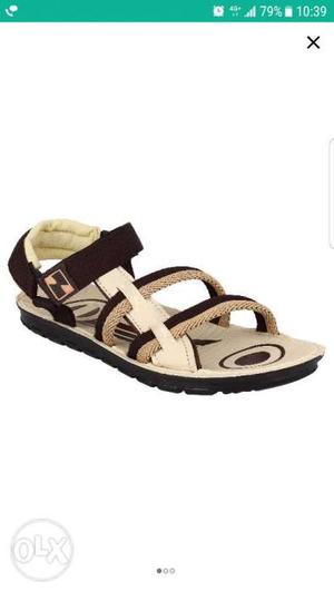 Brown And White Leather Sandals