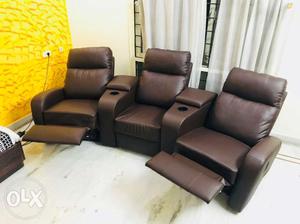 Brown Colour Recliner Sofa in aesthetic condition