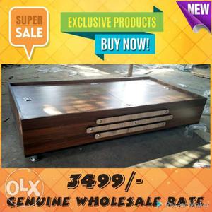 Brown Wooden Single bed with storage