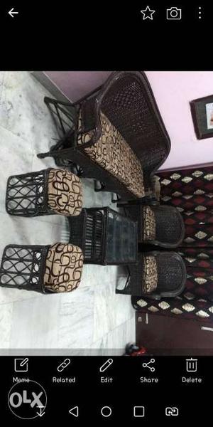 Cane sofa with table and stool only 10k