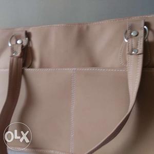Cream colour learher Hand bag New one