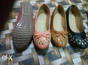 Four Unpaired Leather Flats