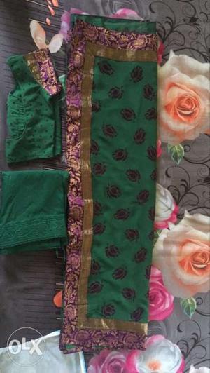 Green And Purple with welvet flowers and with set only 700