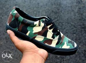 Green-and-black Camouflage Nike Low Top Sneakers