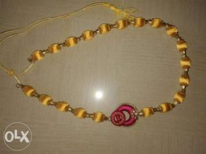 Orange And White Beaded Necklace
