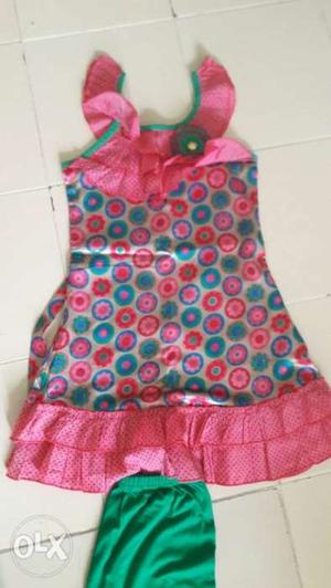Pink And Blue Polka Dot Sleeveless Dress 36 size Totally new